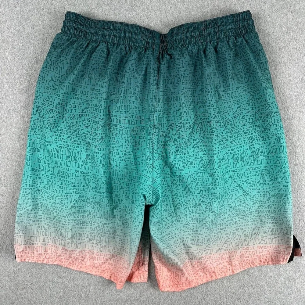 Nike Mens Ombre Swim Trunks Teal Green Pink Board Shorts Just Do It Size‎ Large